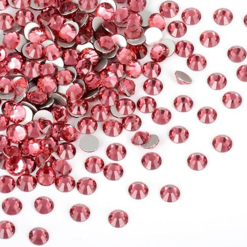 7200 Pieces 6 Mixed Sizes Glue Fix on Glass Rhinestones Round Crystal Gems Flatback for DIY Jewelry Making with one Picking Pen (6-Sizes 7200PCS, Lt. Peach) in Kuwait