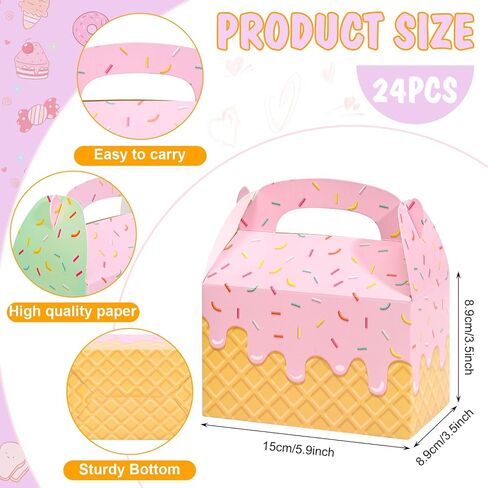 24pcs صناديق الهدايا الآيس كريم ملونة الصيف الآيس كريم الصناديق الصناديق الحلوى صناديق الكعكة in Saudi Arabia