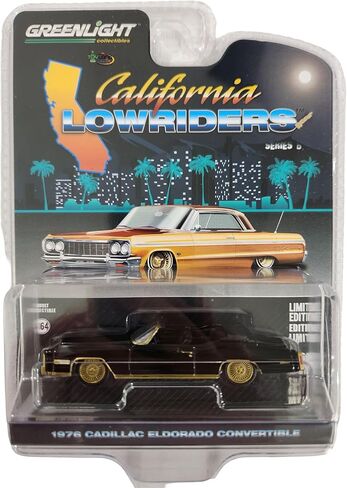 Greenlight 63070-F California Lowriders Series 6-1976 Caddy Eldorado Convertible-Black & Gold 1:64 Scale in Saudi Arabia