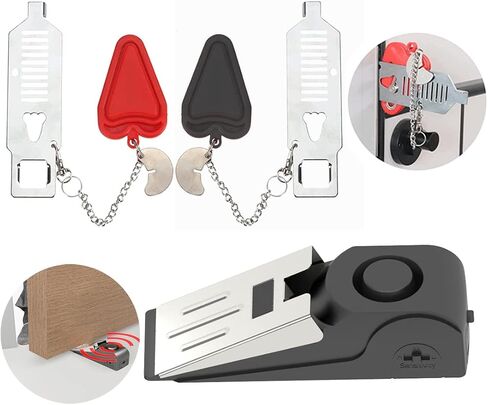 2 Packs Upgraded Door Stop Alarm Portable Wedge Door Stoppers Security Alarm 120db Entrance Alert Loud Door Stop Alarm for Travel Home Apartment or Dorm (2 Packs) in Saudi Arabia