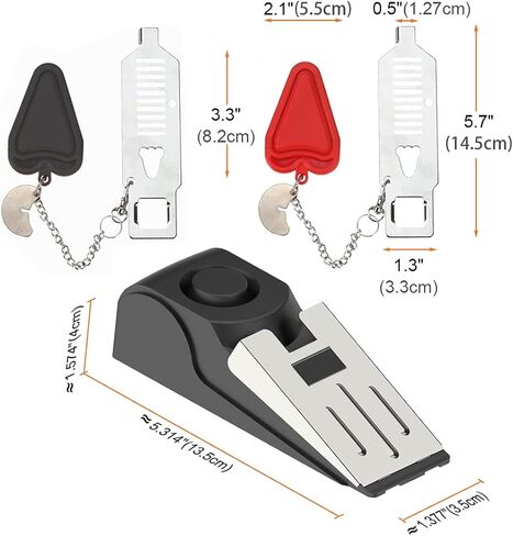 2 Packs Upgraded Door Stop Alarm Portable Wedge Door Stoppers Security Alarm 120db Entrance Alert Loud Door Stop Alarm for Travel Home Apartment or Dorm (2 Packs) in Saudi Arabia