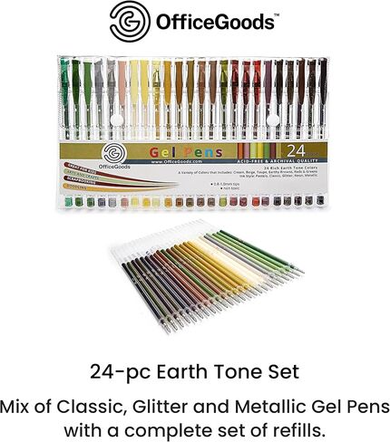 Officegoods Prown Earth هلام مع عبوات-تلوين البالغين-فنون اليومية-ألوان متوسطة 0.8-1.0 مم-مجموعة ألوان هلام غير سامة-ألوان حزمة خالية من اللطخة الجافة السريعة. in Kuwait