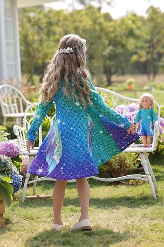 Bow Dream Cute Girl Dress and Matching American Girl Doll Clothes Accessories for Girls Dresses 3-12 Years in Saudi Arabia