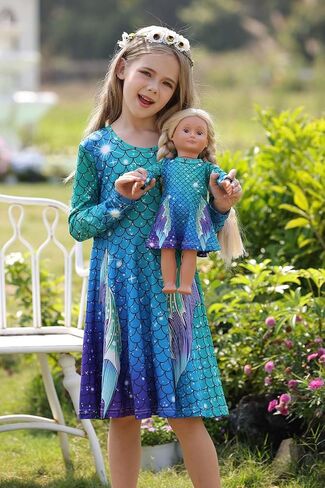 Bow Dream Cute Girl Dress and Matching American Girl Doll Clothes Accessories for Girls Dresses 3-12 Years in Saudi Arabia