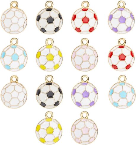 SUNNYCLUE 1 Box 56Pcs Enamel Soccer Charm Football Charms Alloy Sports Game 16mm Round Ball Pendants for Jewelry Making Supplies DIY Necklace Bracelet Craft Adults in Saudi Arabia