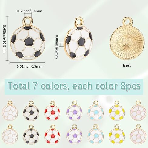 SUNNYCLUE 1 Box 56Pcs Enamel Soccer Charm Football Charms Alloy Sports Game 16mm Round Ball Pendants for Jewelry Making Supplies DIY Necklace Bracelet Craft Adults in Saudi Arabia