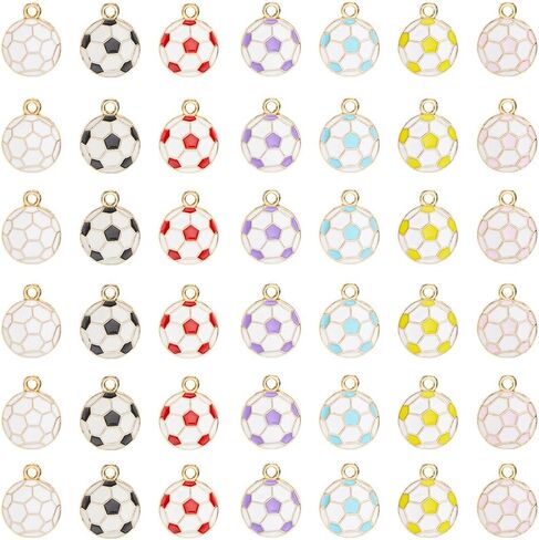 SUNNYCLUE 1 Box 56Pcs Enamel Soccer Charm Football Charms Alloy Sports Game 16mm Round Ball Pendants for Jewelry Making Supplies DIY Necklace Bracelet Craft Adults in Saudi Arabia