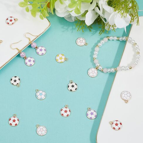SUNNYCLUE 1 Box 56Pcs Enamel Soccer Charm Football Charms Alloy Sports Game 16mm Round Ball Pendants for Jewelry Making Supplies DIY Necklace Bracelet Craft Adults in Saudi Arabia