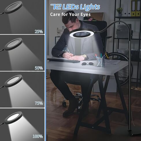 10 × مكبرة الزجاج مع ارتفاع درجة حرارة اللون الأضواء ذات الصمامات القابلة للتعديل مناسبة للقراءة ، الحرف اليدوية ، تجار المجوهرات in Kuwait