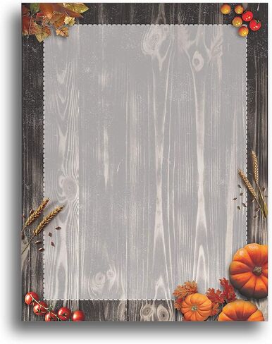 Autumn Pumpkin Harvest Stationery Paper - 80 Sheets - Fall Letterhead for Festivals & Thanksgiving in Saudi Arabia