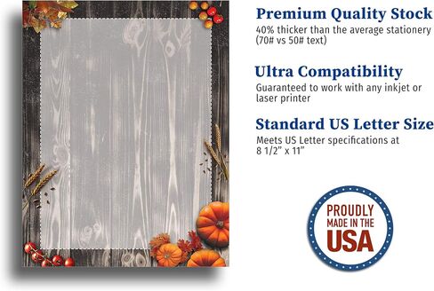 Autumn Pumpkin Harvest Stationery Paper - 80 Sheets - Fall Letterhead for Festivals & Thanksgiving in Saudi Arabia