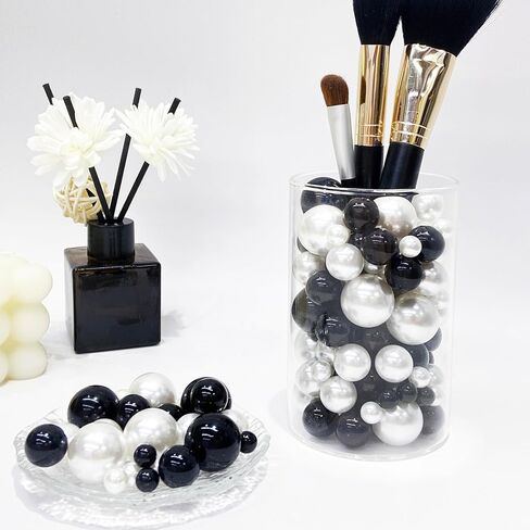 200pcs البحرية الأزرق والذهبي مزهرية حشو لؤلؤة لؤلؤة للمزهريات المركزية ، لا حفرة فو ، اللؤلؤ البولندية للشمعة العائمة ديكور حفل زفاف الشمعة العائمة in Kuwait