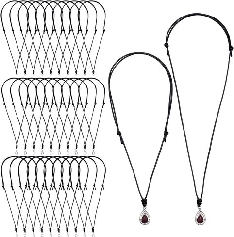 AHANDMaker 30pcs 3 أنماط حبل قلادة الحبل ، حبال البوليستر ذات الشمع الأسود القابل للتعديل مع سلسلة حبل المشبك للمعلقات المعلقة للنساء ، 14-26 بوصة in Saudi Arabia