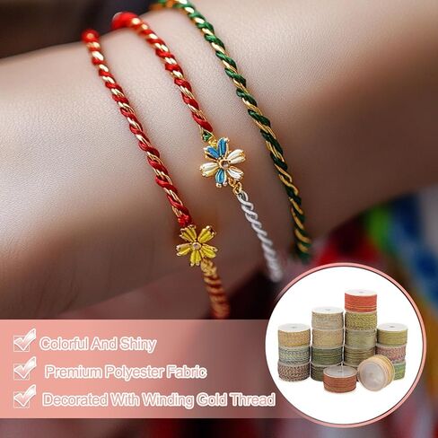 PATIKIL 15 Yards x 2.5 mm Braided Cord, Metallic Bracelet Knotting Macrame Cord Braiding Beading Thread Twine Rope for String Knitting DIY Jewelry Making Plant Wall Hanger, Gold in Saudi Arabia