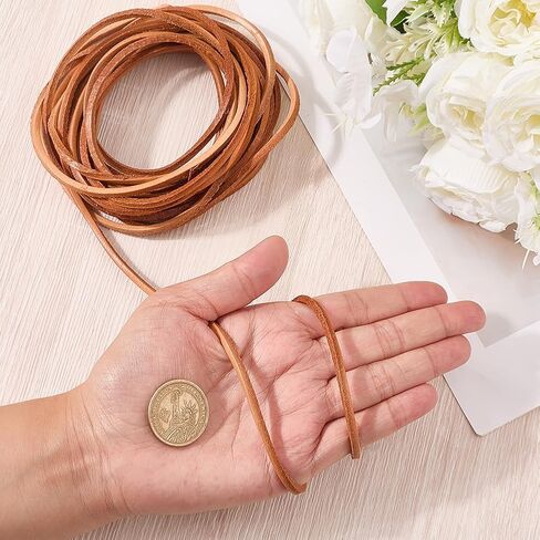 Gorgecraft 5mx3mm جلد البقر الشريط جلد حزام 3 مم بيرو بيرو مسطحة الحبل شرائح جلدية حقيقية سلسلة الحبل لفة لفة للأساور قلادة المجوهر in Saudi Arabia