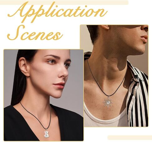 10pcs Black Genuine Leather Cord Necklace 16 inch Rope Chain Necklace with Stainless Steel Clasp Waxed Necklace Cord for Women and Men Necklace Jewelry Making Supplies in Saudi Arabia