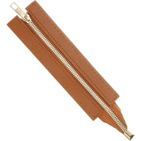 uxcell PU Leather Zipper, 13.8"x1.9" Sewing Coil Bulk Zipper Frame Replacement for Crochet Handbag Purse Shoes Jeans DIY Craft Accessories, Brown in Saudi Arabia