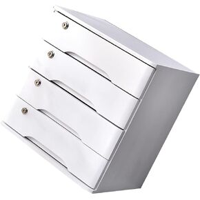 Solid Wood Desktop File Cabinet with Lock - Flat File Storage Box, Drawer Organizer for Office, Home, School - Wooden Data Cabinet with 3 Drawers - Available in 1/2/3/4 Tier Options in Saudi Arabia