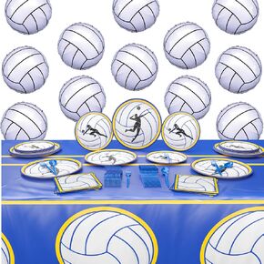 Volleyball Deluxe Party Packs (112 Pieces for 16 Guests) - Volleyball Decorations, Sports Themed Birthday Party Supplies, Volleyball Plates and Napkins, Volleyball Party Decor, Blue Orchards in Saudi Arabia
