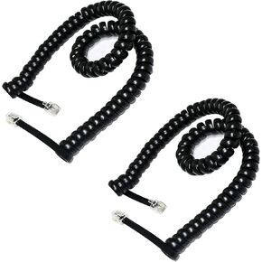 أسلاك الهاتف ، 2 PCS 6P6C كابل سلك الهاتف للهواتف الأرضية ، (1.6 قدم ملفوف) RJ12 ذكر إلى سلك ملفوف الذكور (أسود) in Kuwait