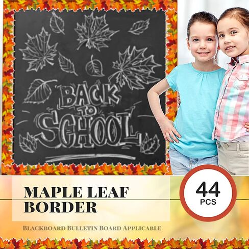 Leinuosen 50.5 ft Fall Bulletin Board Borders Leaves Maple Leaves شكل قطع النشرة المقطوعة شرائح الخريف ملونة مع 20 ورقة نقاط نقطة لصق لخريف الحصاد عيد الشكر الفصول الدراسية in Saudi Arabia