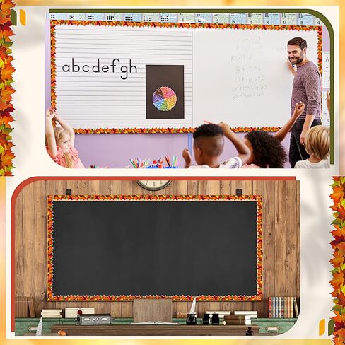 Leinuosen 50.5 ft Fall Bulletin Board Borders Leaves Maple Leaves شكل قطع النشرة المقطوعة شرائح الخريف ملونة مع 20 ورقة نقاط نقطة لصق لخريف الحصاد عيد الشكر الفصول الدراسية in Saudi Arabia