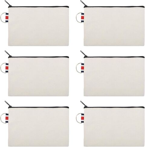 أكيب من القماش الطبيعي Muka 6 Pack مع سحاب أسود لمشروع DIY Craft 6 × 4 بوصات in Kuwait
