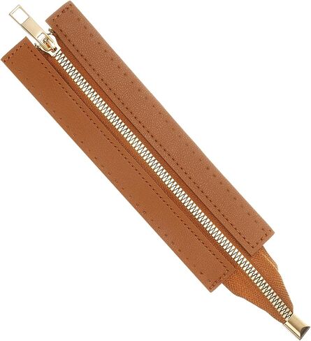 uxcell PU Leather Zipper, 13.8"x1.9" Sewing Coil Bulk Zipper Frame Replacement for Crochet Handbag Purse Shoes Jeans DIY Craft Accessories, Brown in Saudi Arabia