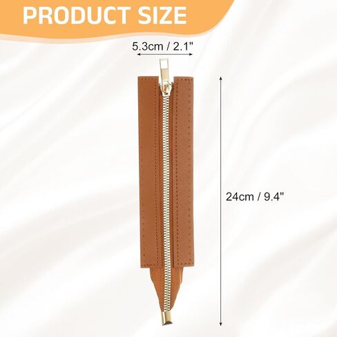 uxcell PU Leather Zipper, 13.8"x1.9" Sewing Coil Bulk Zipper Frame Replacement for Crochet Handbag Purse Shoes Jeans DIY Craft Accessories, Brown in Saudi Arabia