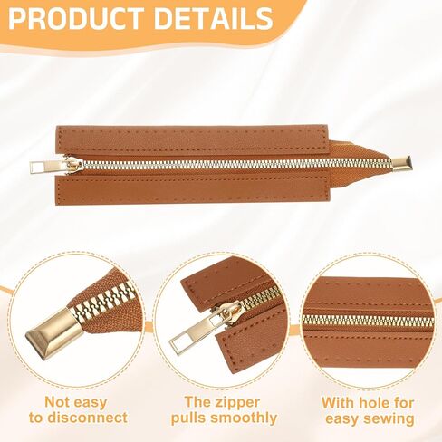 uxcell PU Leather Zipper, 13.8"x1.9" Sewing Coil Bulk Zipper Frame Replacement for Crochet Handbag Purse Shoes Jeans DIY Craft Accessories, Brown in Saudi Arabia