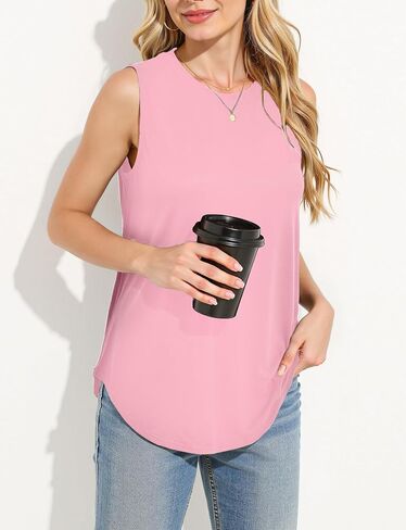 Womens Fashion Tank Tops Crewneck Loose Fit Basic Going Out Clothes Casual Summer Sleeveless Shirts for Women 2024 in Saudi Arabia