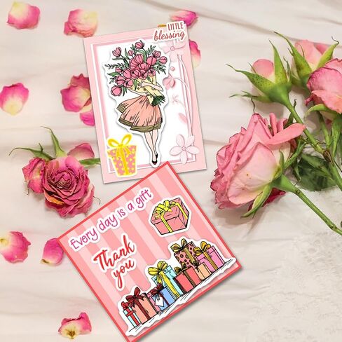 PH Pandahall Gift Clear Stamp for Christmas ، Hife Box Silicone Stamp Bouquet Words شفاف مطاط ختم لسردة القصاصات ، بطاقة تحية ، مجلة ، علامات الهدايا ، ألبومات صور صياغة الورق Valentine in Kuwait