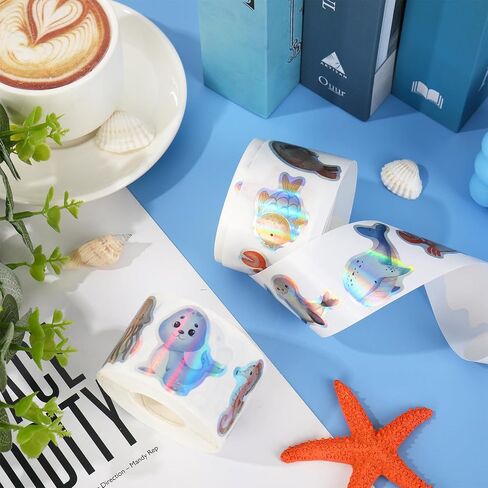 1200Pcs Ocean Animal Stickers Roll Sea Life Fish Whale Turtle Sticker Cute Cartoon Sea Creature Adhesive Label Decals for School Teacher Rewards Ocean Theme Birthday Baby Shower Party in Saudi Arabia
