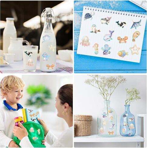 1200Pcs Ocean Animal Stickers Roll Sea Life Fish Whale Turtle Sticker Cute Cartoon Sea Creature Adhesive Label Decals for School Teacher Rewards Ocean Theme Birthday Baby Shower Party in Saudi Arabia