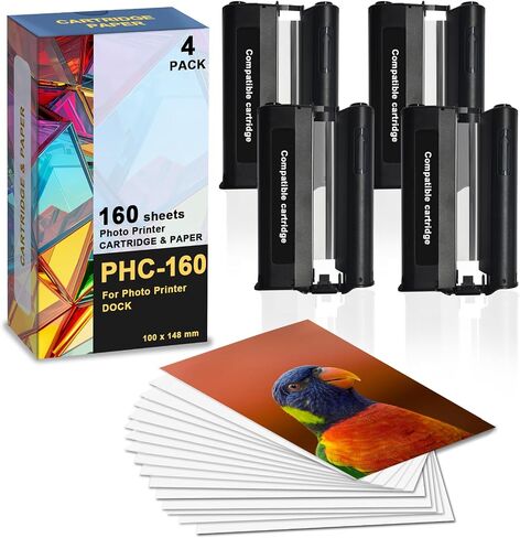 Generic PHC-160 Cartridge & Photo Paper -160 Pack Replacement for PD460 Photo Printer in Saudi Arabia