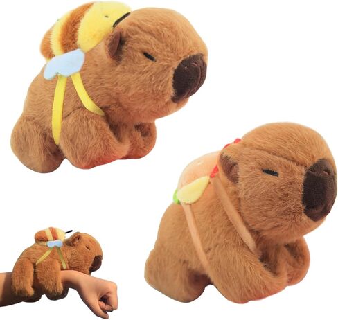 2 Pcs Animal Slap Bracelets Capybara Plush Toy, Stuffed Animal Capybara Huggers Slap Bracelets 9'' Cute Bracelet Huggers Toy Wrist for Kids Birthday Party Favor Supply Gifts in Kuwait