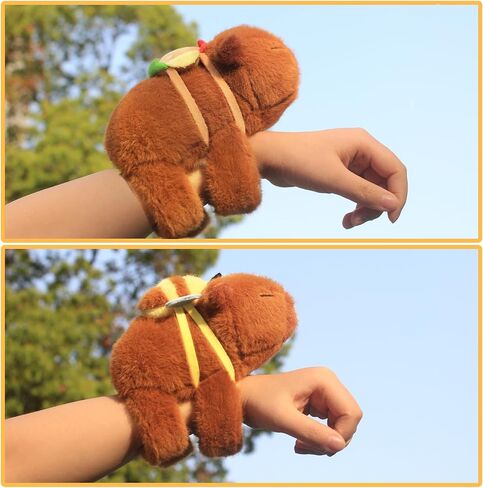 2 Pcs Animal Slap Bracelets Capybara Plush Toy, Stuffed Animal Capybara Huggers Slap Bracelets 9'' Cute Bracelet Huggers Toy Wrist for Kids Birthday Party Favor Supply Gifts in Kuwait