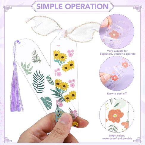 30 Set Acrylic Bookmark Blanks Set with 30 Booklover Theme UV DTF Stickers, 30Pcs of 6-Color Tassels, 30 Ribbon, 30 Holographic Bags, Bookmark Making Kits for DIY Crafts, Book Lover Gifts in Saudi Arabia
