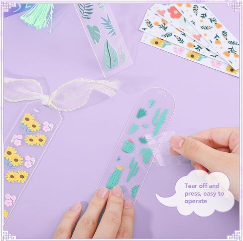 30 Set Acrylic Bookmark Blanks Set with 30 Booklover Theme UV DTF Stickers, 30Pcs of 6-Color Tassels, 30 Ribbon, 30 Holographic Bags, Bookmark Making Kits for DIY Crafts, Book Lover Gifts in Saudi Arabia