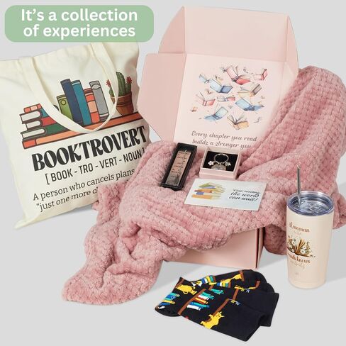 Luxury Book Lover Gifts for Women, Gifts for Readers Book Lovers Women, Books Club Accessories for Reading, Bookish & Librarian Gift, Bookclub Gift Ideas, Books Blanket Set Box Basket Stuff Birthday in Saudi Arabia