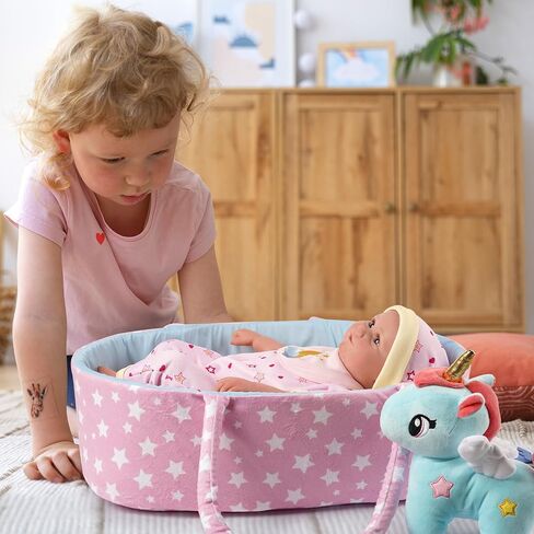 Babeside 9 PCS Rebond Baby Doll Cloths with bassinet for 17-22 inch baby dolls ، ملحقات ملابس دمية الطفل تناسب حديث الولادة in Saudi Arabia