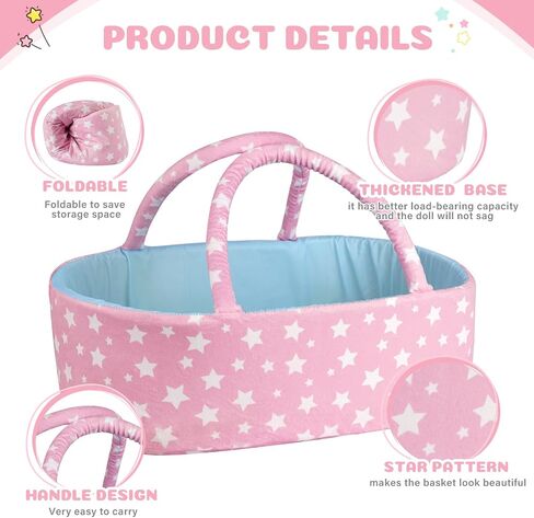 Babeside 9 PCS Rebond Baby Doll Cloths with bassinet for 17-22 inch baby dolls ، ملحقات ملابس دمية الطفل تناسب حديث الولادة in Saudi Arabia