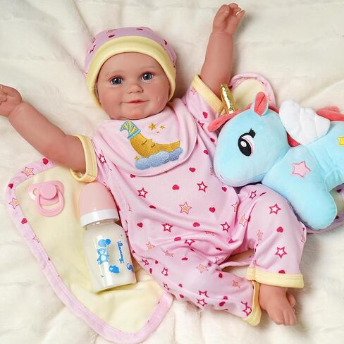 Babeside 9 PCS Rebond Baby Doll Cloths with bassinet for 17-22 inch baby dolls ، ملحقات ملابس دمية الطفل تناسب حديث الولادة in Saudi Arabia