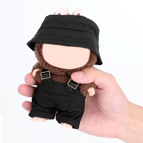 2pcs Doll Clothes Set, Cool Outfit & Accessories for 15cm/17cm Dolls Includes Stylish Overalls & Bucket Hat Fashionable Toy Clothing for Display Play (Black) in Saudi Arabia
