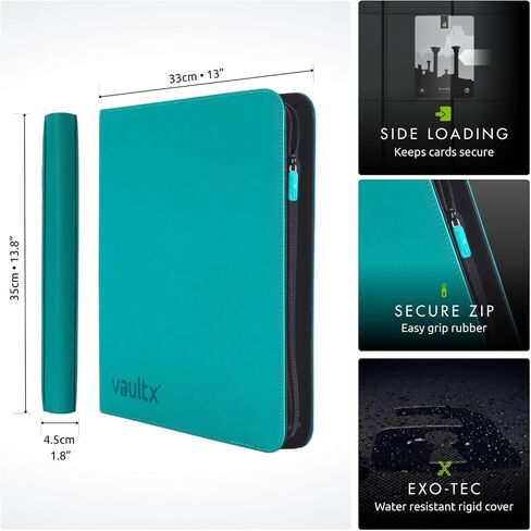 مجلد بسحاب Vault X Premium Exo-Tec XL - مجلد ألبوم بطاقات التداول مقاس 12 جيبًا XL - مجلد جيب تحميل جانبي 624 لـ TCG (أزرق) in Kuwait