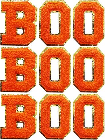 Iron on Patches Sew On Alphabet Patch Letter Number Patches for Clothing Bag Decoration Orange Boo 2.1- Style3 in Kuwait