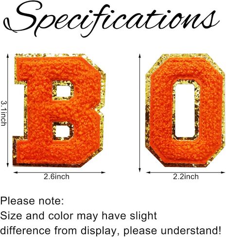 Iron on Patches Sew On Alphabet Patch Letter Number Patches for Clothing Bag Decoration Orange Boo 2.1- Style3 in Kuwait