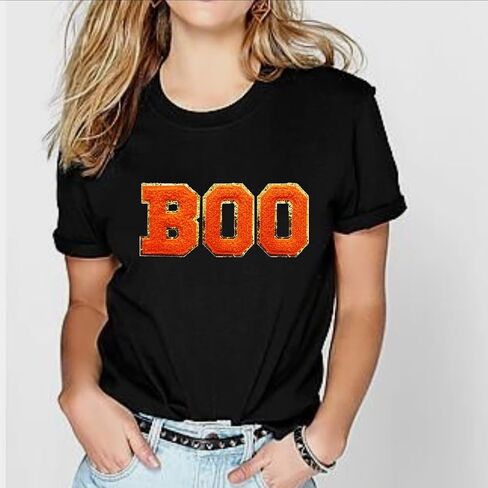Iron on Patches Sew On Alphabet Patch Letter Number Patches for Clothing Bag Decoration Orange Boo 2.1- Style3 in Kuwait