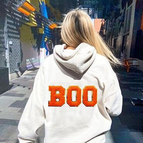 Iron on Patches Sew On Alphabet Patch Letter Number Patches for Clothing Bag Decoration Orange Boo 2.1- Style3 in Kuwait