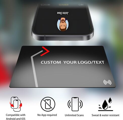 Customizable Digital Business Card with QR Code Custom NFC Card Logo Tap to Share Technology Compatible with iPhone & Android in Saudi Arabia
